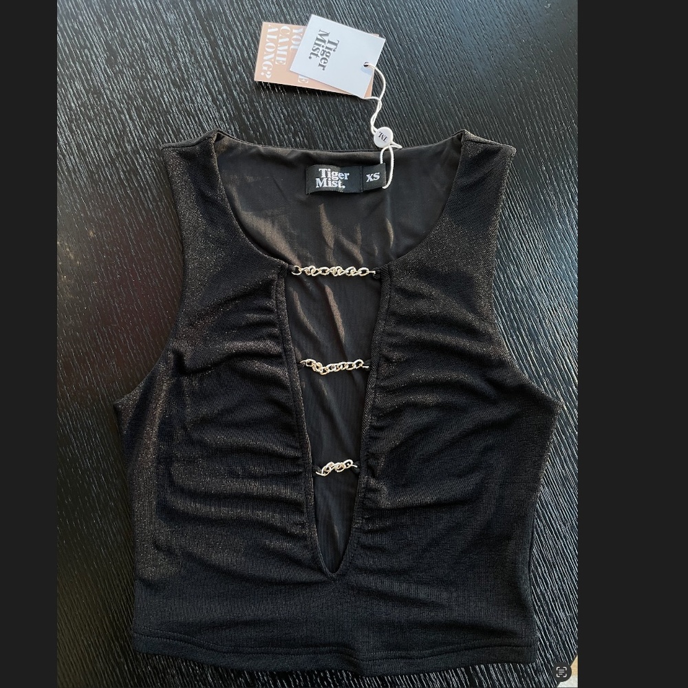Tiger Mist Black Chain Top - BLACK